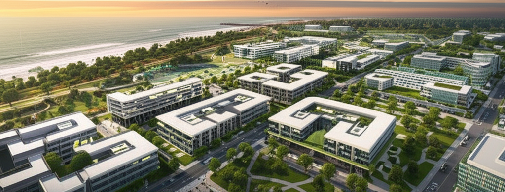 Aerial view of development projects